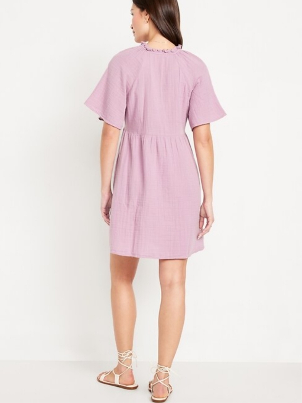 New Old Navy Split-Neck Crinkle Gauze Mini Swing Dress In Rose Dawn Size 2X - Picture 2 of 7